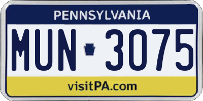 PA license plate MUN3075