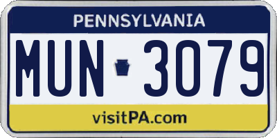 PA license plate MUN3079