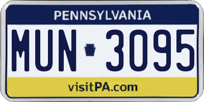 PA license plate MUN3095