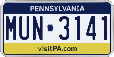 PA license plate MUN3141
