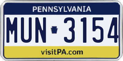 PA license plate MUN3154