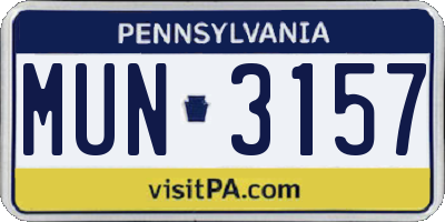 PA license plate MUN3157