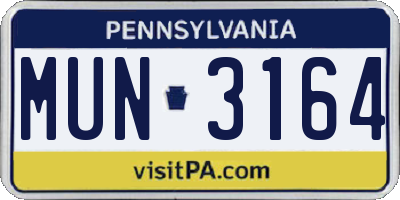 PA license plate MUN3164