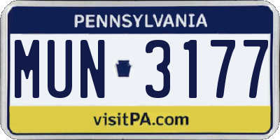 PA license plate MUN3177