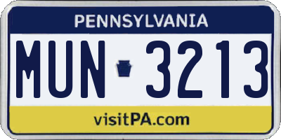 PA license plate MUN3213