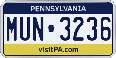 PA license plate MUN3236