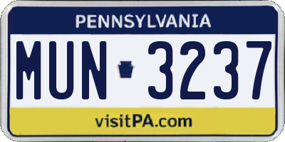 PA license plate MUN3237