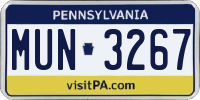 PA license plate MUN3267