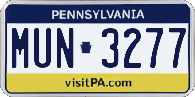 PA license plate MUN3277