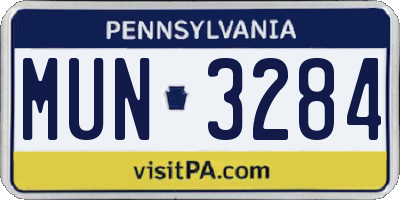 PA license plate MUN3284