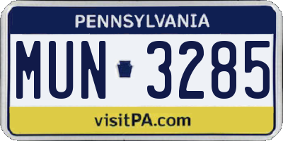 PA license plate MUN3285