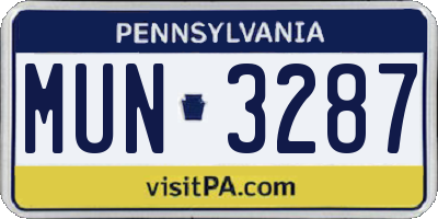PA license plate MUN3287