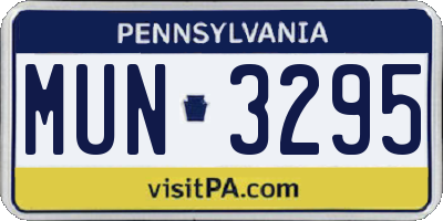 PA license plate MUN3295