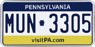 PA license plate MUN3305