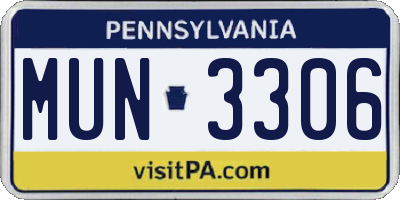 PA license plate MUN3306