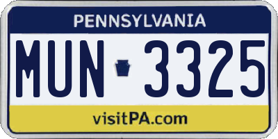 PA license plate MUN3325