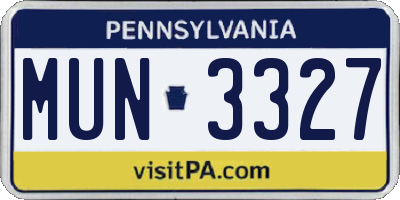 PA license plate MUN3327