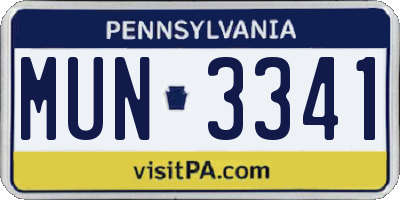 PA license plate MUN3341