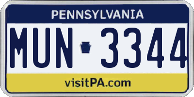 PA license plate MUN3344