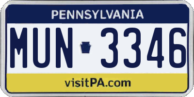 PA license plate MUN3346