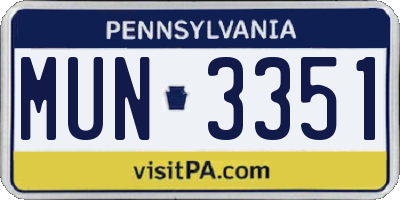 PA license plate MUN3351