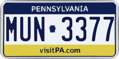 PA license plate MUN3377