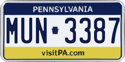 PA license plate MUN3387