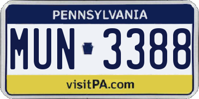 PA license plate MUN3388
