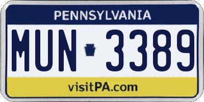 PA license plate MUN3389