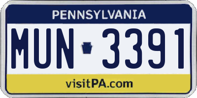 PA license plate MUN3391