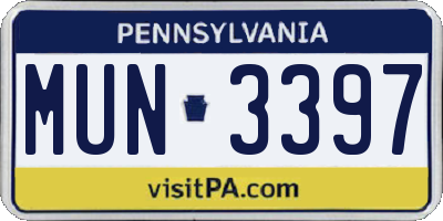PA license plate MUN3397