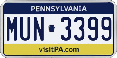 PA license plate MUN3399