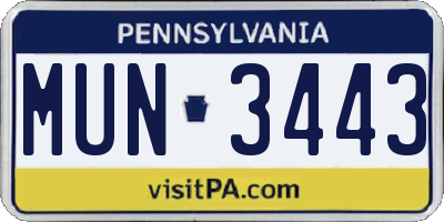 PA license plate MUN3443