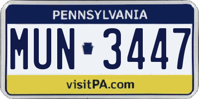 PA license plate MUN3447
