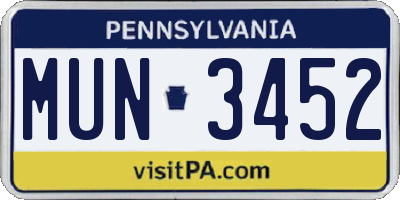 PA license plate MUN3452