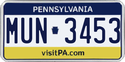 PA license plate MUN3453