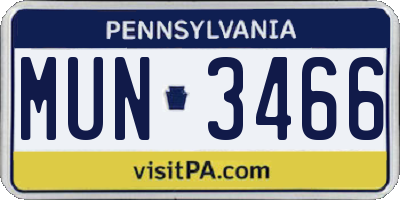 PA license plate MUN3466