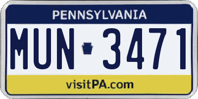 PA license plate MUN3471