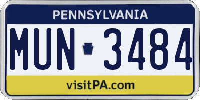 PA license plate MUN3484