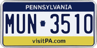 PA license plate MUN3510