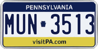 PA license plate MUN3513