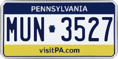 PA license plate MUN3527