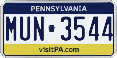 PA license plate MUN3544