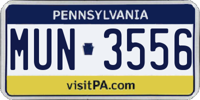 PA license plate MUN3556