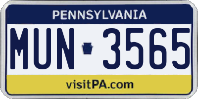 PA license plate MUN3565