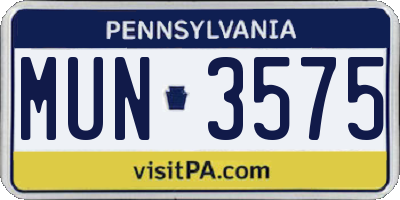 PA license plate MUN3575