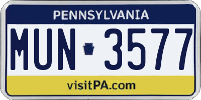 PA license plate MUN3577