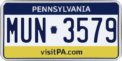 PA license plate MUN3579