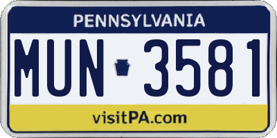 PA license plate MUN3581