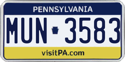 PA license plate MUN3583
